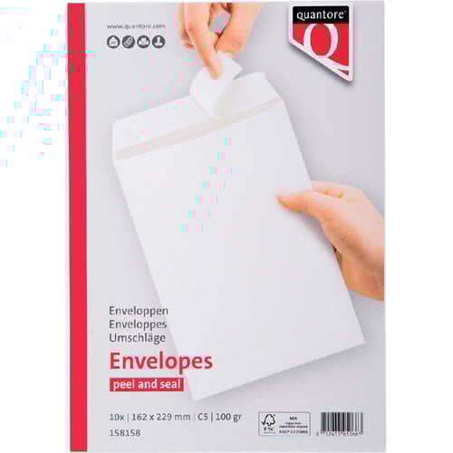 Quantore Enveloppe Quantore C5 162x229mm autocollante blanc 10 pièces