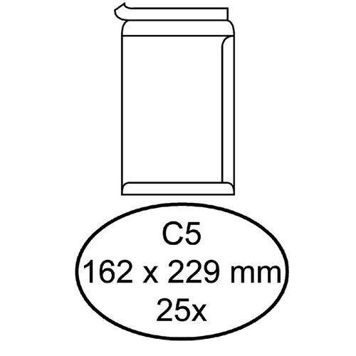 Quantore Envelop Quantore akte C5 162x229mm zelfklevend wit 25stuks