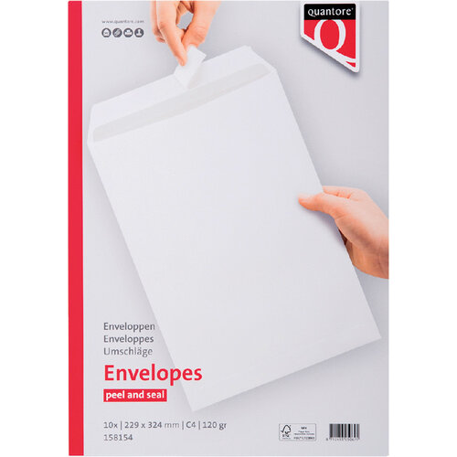 Quantore Enveloppe Quantore C4 229x324mm autocollant blanc 10pcs