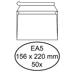 Envelopp Hermes EA5 156x220mm bande autocollante blanc 50 pièces