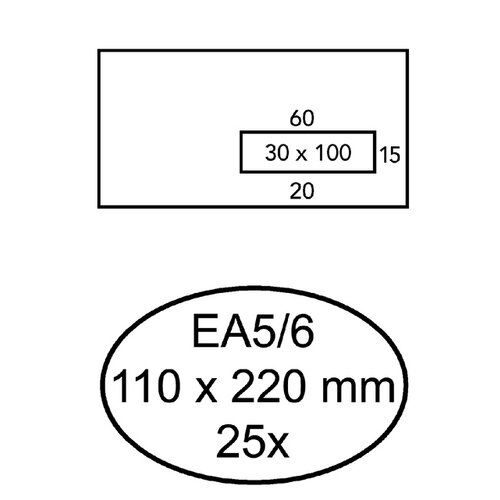 Quantore Envelop Quantore 110x220mm venster 3x10cm rechts zelfkl 25st