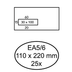 Enveloppe Quantore 110x220mm fenêtre à gauche 3x10cm AC 25pc