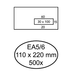 Enveloppe Quantore 110x220mm fenêtre à droite 3x10cm 500pcs