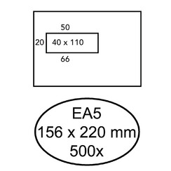 Enveloppe Quantore 156x220mm fenêtre à gauche 4x11cm blanc 500 pièces