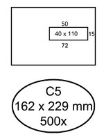 Quantore Enveloppe Quantore 162x229mm fenêtre à droite 4x11cm 500 pièces