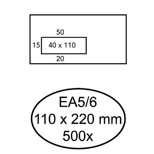 Quantore Envelop Quantore 110x220mm venster 4x11cm links zelfkl 500st