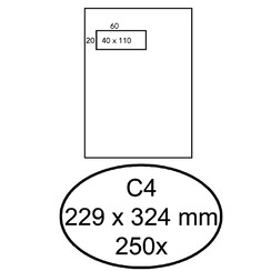 Enveloppe Quantore 229x324mm fenêtre à gauche 4x11cm autocollante 250 pièces