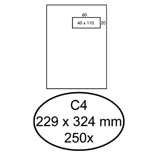 Quantore Envelop Quantore C4 229x324mm venster 4x11cm rechts zelfkl 250st