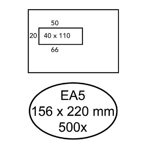 Hermes Envelop Hermes EA5 156x220mm venster 4X11links 500stuks