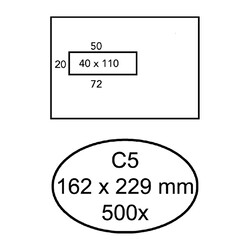 Envelop Hermes C5 162x229mm venster 4x11links 500stuks
