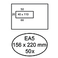 Hermes Envelop Hermes EA5 156x220mm venster 4x11links zelfkl 50stuk