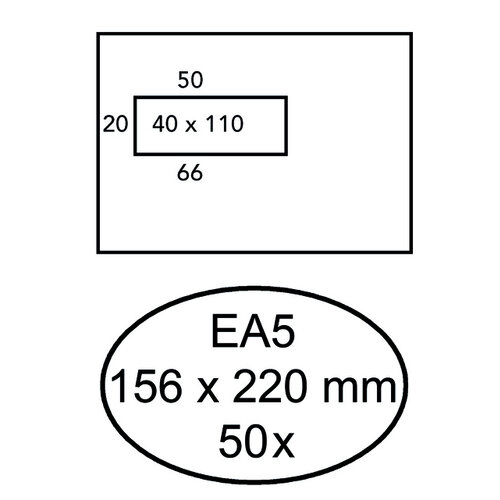 Hermes Envelop Hermes EA5 156x220mm venster 4x11links zelfkl 50stuk