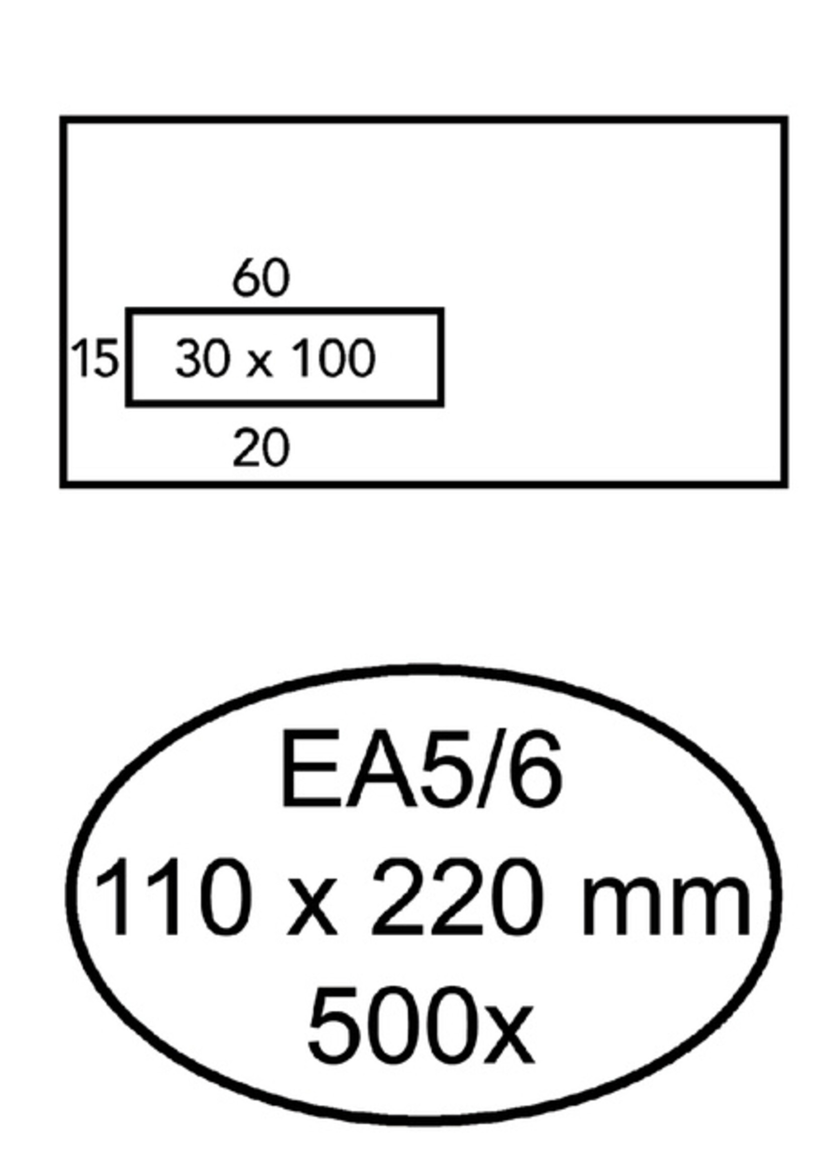 Hermes Envelop Hermes EA5/6 110x220mm venster 3x10links zelfkl 500