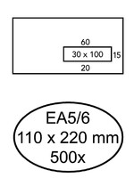 Hermes Envelop Hermes EA5/6 110x220mm venster 3x10rechts zelfkl 500