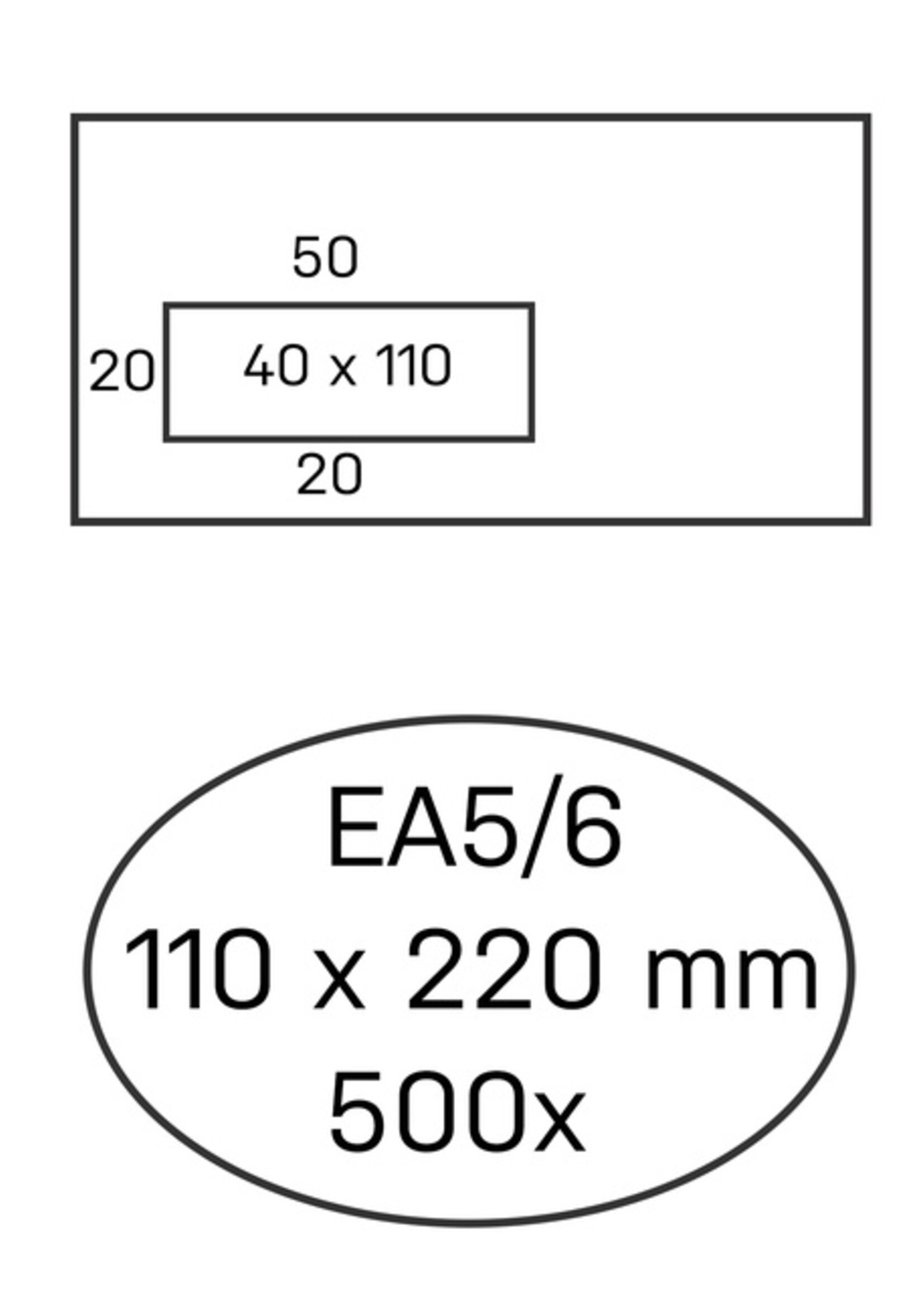 Hermes Envelop Hermes EA5/6 110x220mm venster 4x11links zelfkl 500