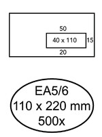 Hermes Envelop Hermes EA5/6 110x220mm venster 4x11rechts zelfkl 500