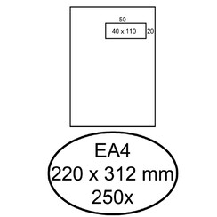 Envelop Hermes akte EA4 220x312mm venster 4x11 rechts zelfkl 250st