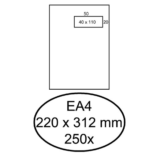 Hermes Envelop Hermes akte EA4 220x312mm venster 4x11 rechts zelfkl 250st