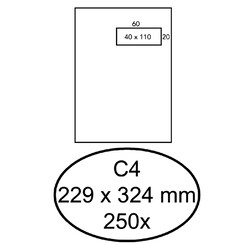 Envelop Hermes akte C4 229x324mm venster 4x11 rechts zelfkl 250st