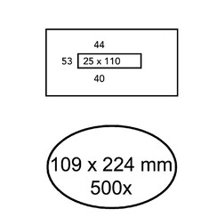 Enveloppe Quantore 109x224mm fenêtre centrale 25x110mm 500 pièces