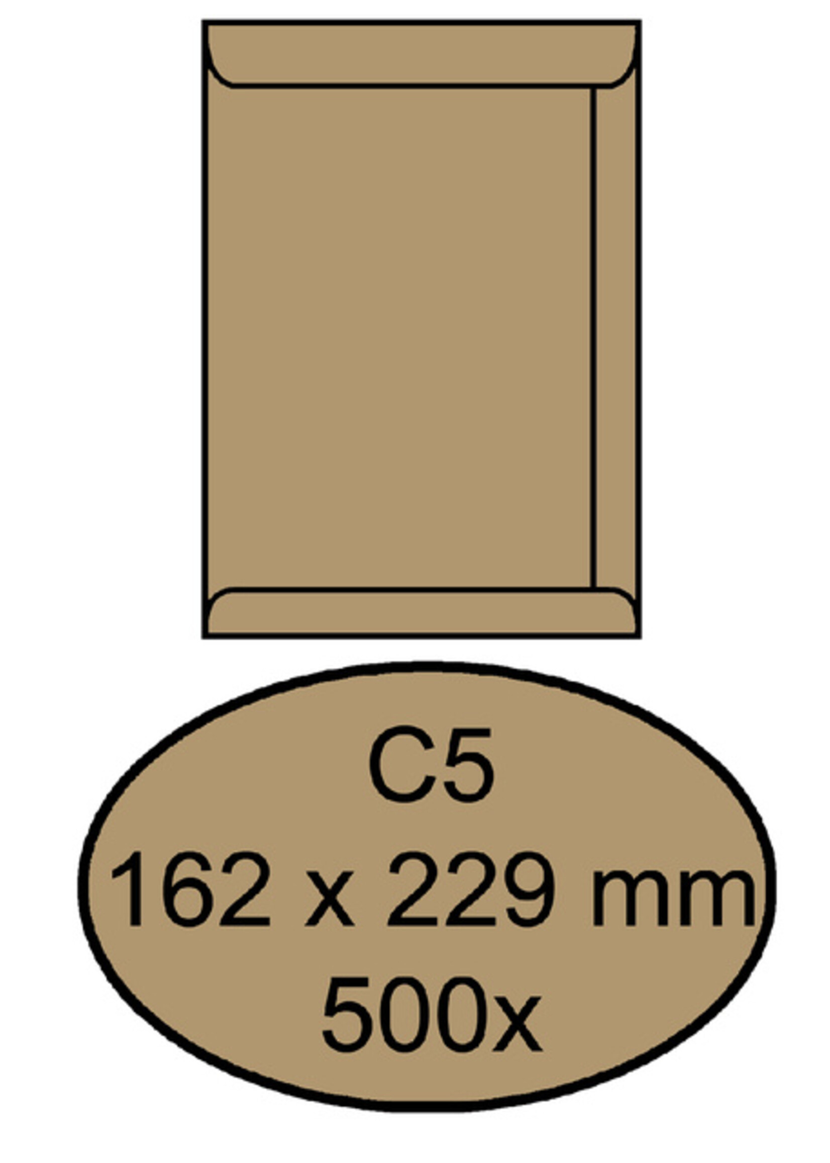 Quantore Envelop Quantore akte C5 162x229mm bruinkraft 90g/m² 500stuks