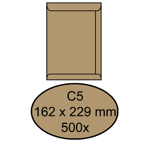 Quantore Enveloppe Quantore C5 162x229mm kraft brun 90g/m² 500 pièces