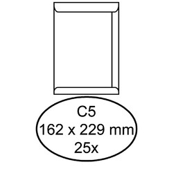 Envelop Hermes akte C5 162x229mm zelfklevend wit 25stuks