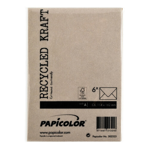 Papicolor Envelop Papicolor C6 114x162mm kraft bruin