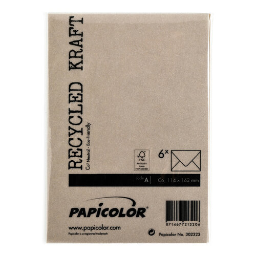 Papicolor Enveloppe Papicolor C6 114x162mm kraft brun