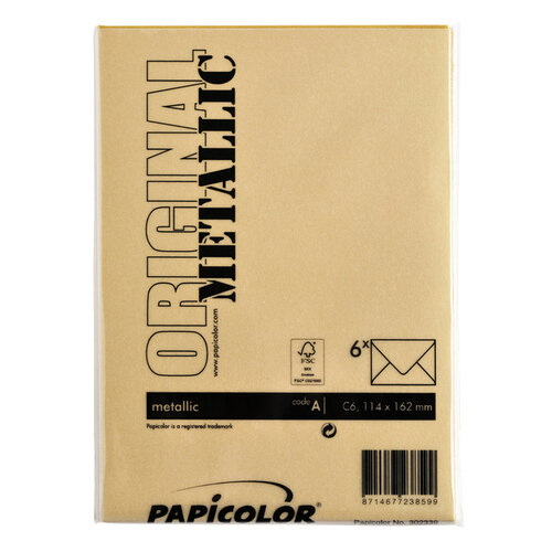 Papicolor Envelop Papicolor C6 114x162mm metallic goud