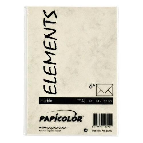 Papicolor Envelop Papicolor C6 114x162mm marble Ivoor