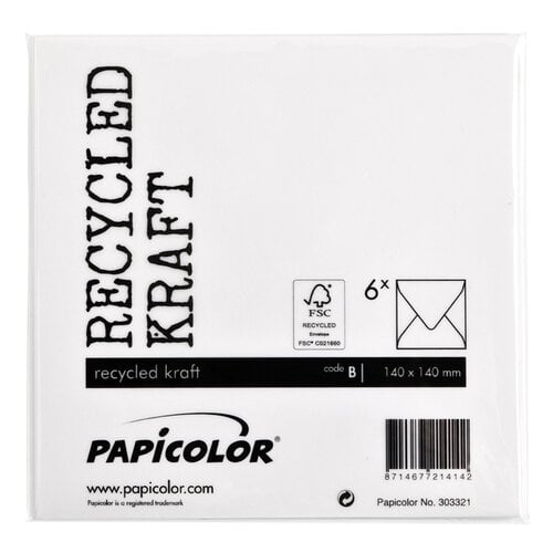 Papicolor Envelop Papicolor 140x140mm kraft wit