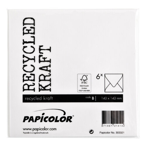 Papicolor Enveloppe Papicolor 140x140mm kraft blanc