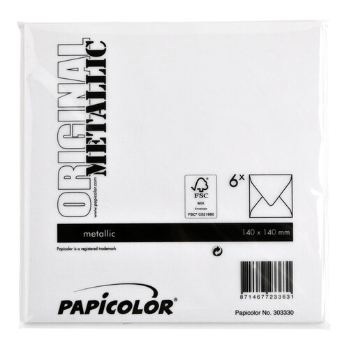 Papicolor Enveloppe Papicolor 140x140mm blanc perle métallisé