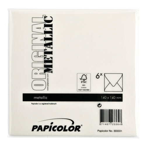 Papicolor Envelop Papicolor 140x140mm metallic ivoor