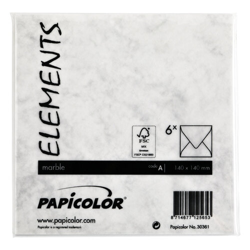 Papicolor Envelop Papicolor 140x140mm marble grijs