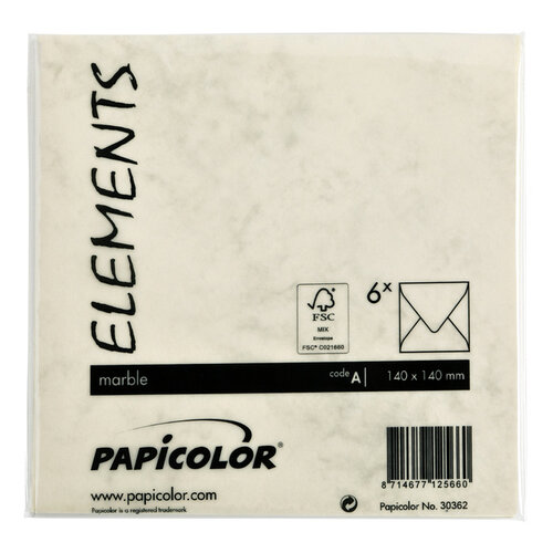 Papicolor Envelop Papicolor 140x140mm marble Ivoor
