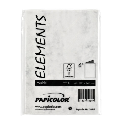 Papicolor Correspondentiekaart Papicolor dubbel 105x148mm marble grijs
