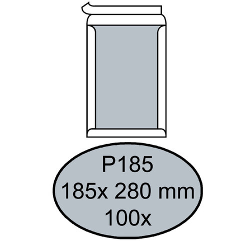 Quantore Envelop Quantore bordrug P185 185x280mm zelfkl. wit 100stuks