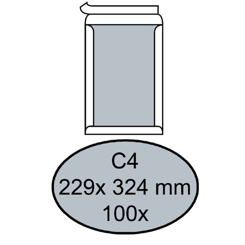 Quantore Envelop Quantore bordrug C4 229x324mm zelfkl. wit 100stuks