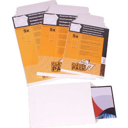 Cleverpack Enveloppe CleverPack A4 238x312mm carton blanc 5 pièces