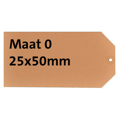 Étiquette carton n°0 200g 25x50mm chamois 1000 pièces