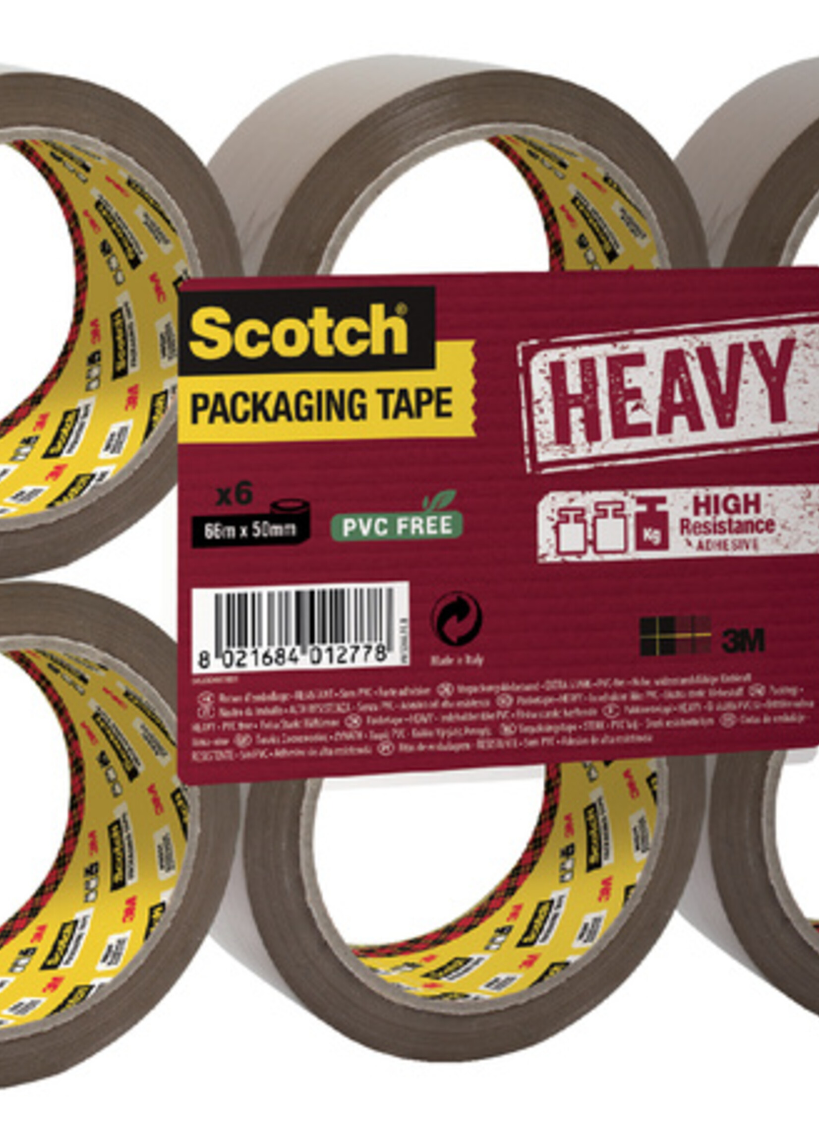 Scotch Verpakkingstape Scotch Heavy 50mmx66m bruin 6 rollen