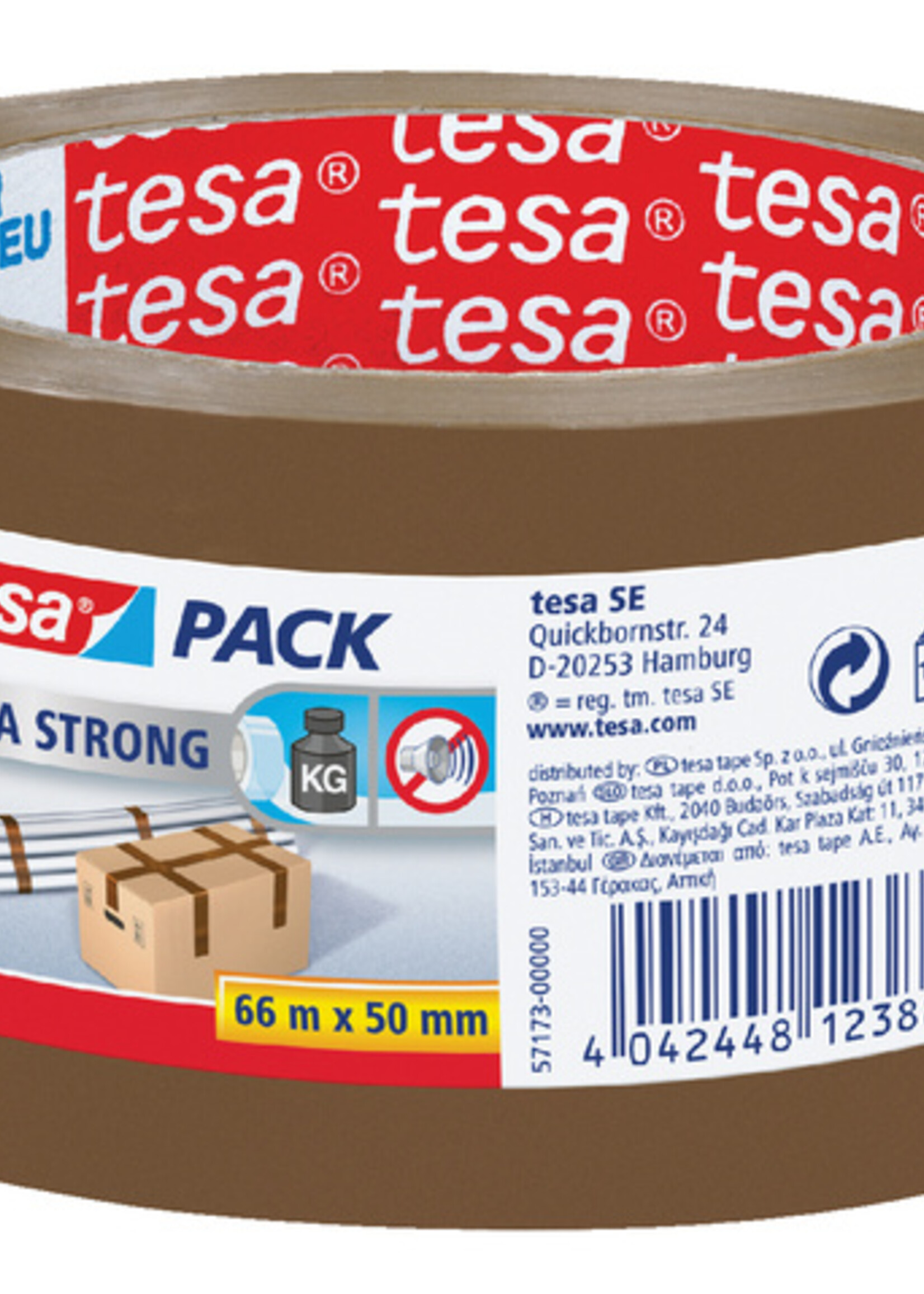 Tesa Verpakkingstape Tesa 50mmx66m bruin extra sterk PVC