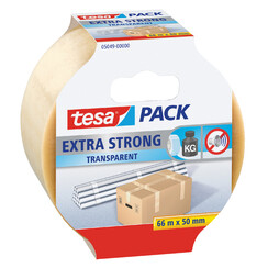 Verpakkingstape Tesa 50mmx66m transparant extra sterk PVC