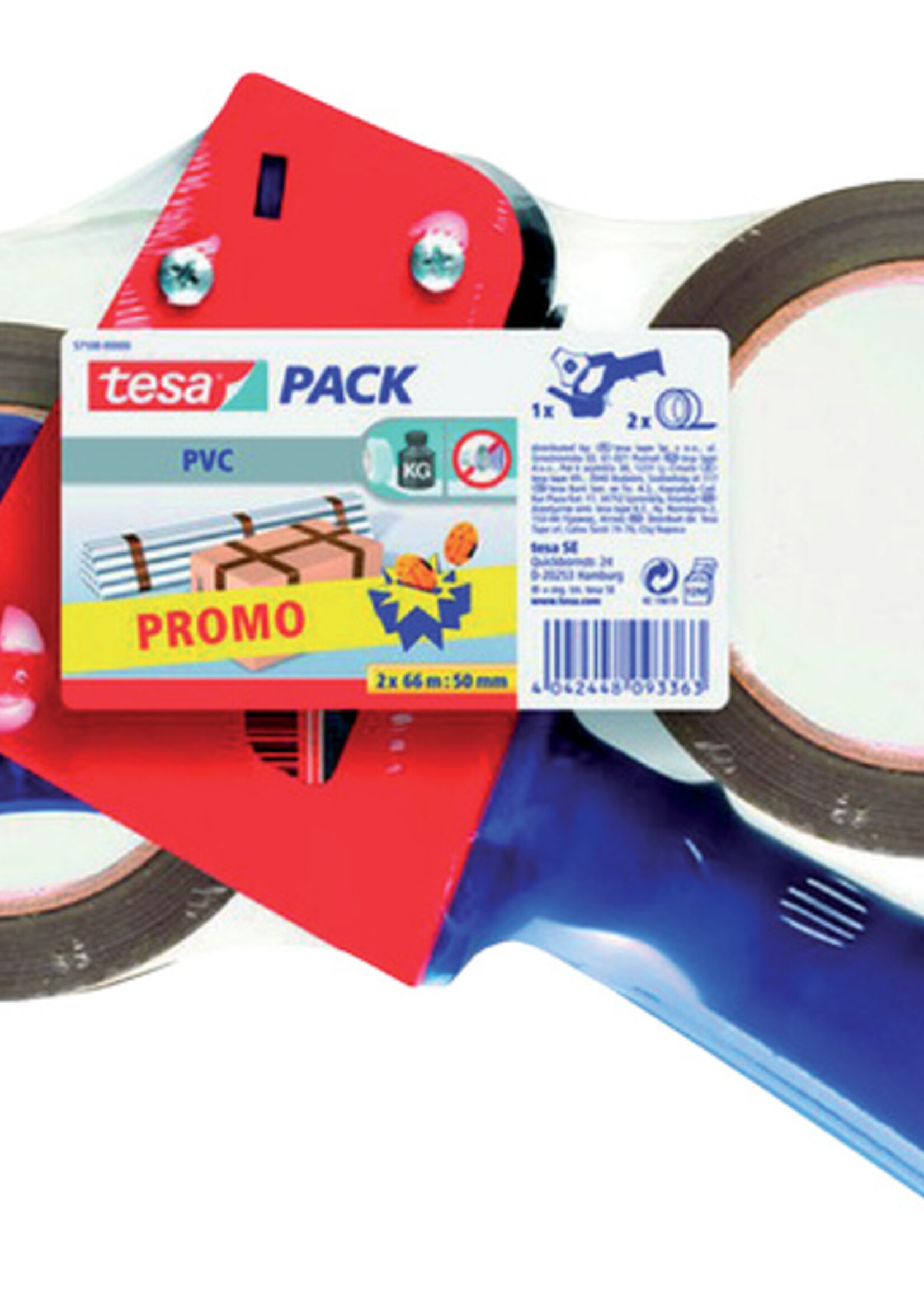 Tesa Verpakkingstape Tesa 50mmx66m ultra sterk 2rol met dispenser