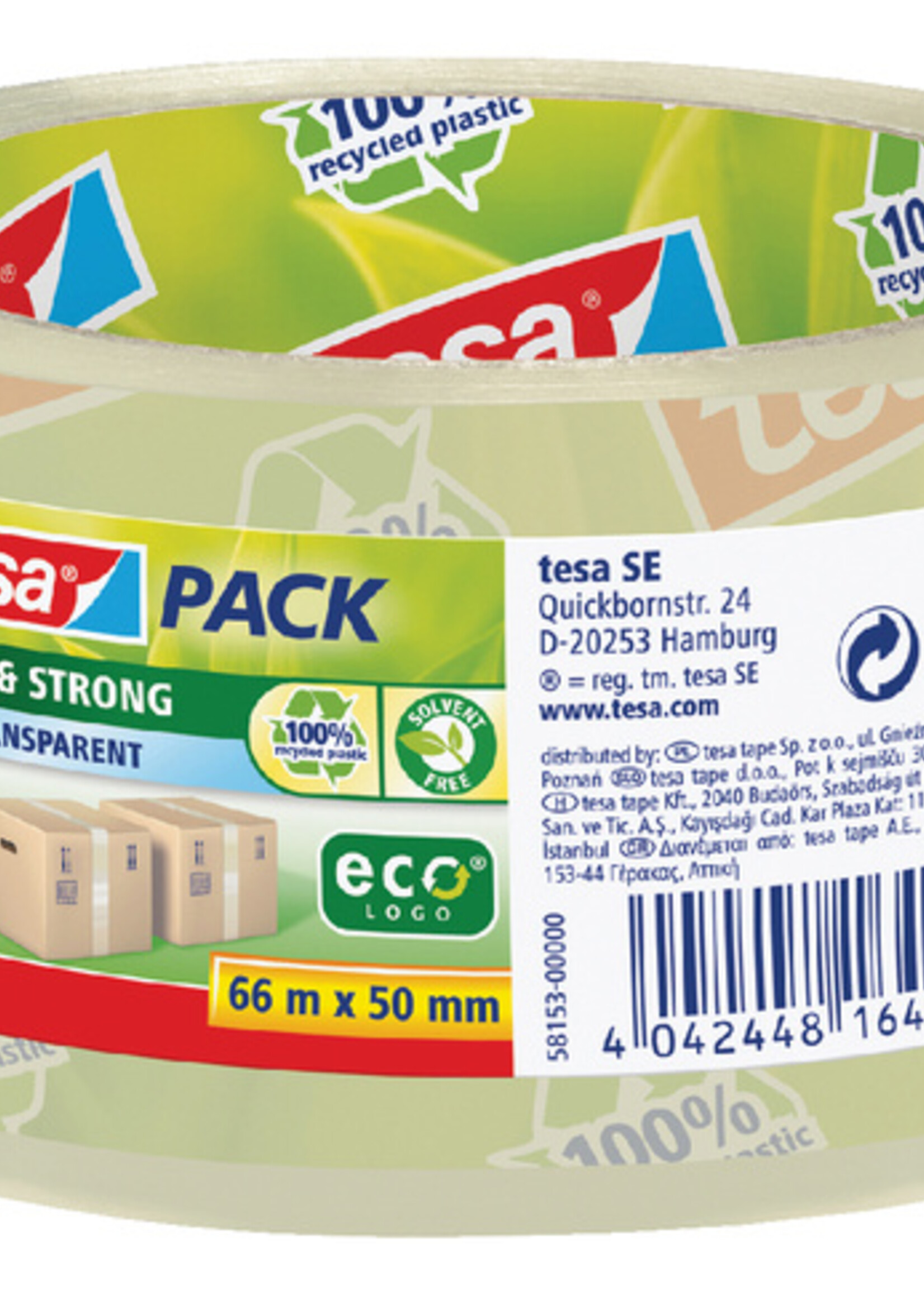 Tesa Verpakkingstape Tesa 50mmx66m Eco transparant