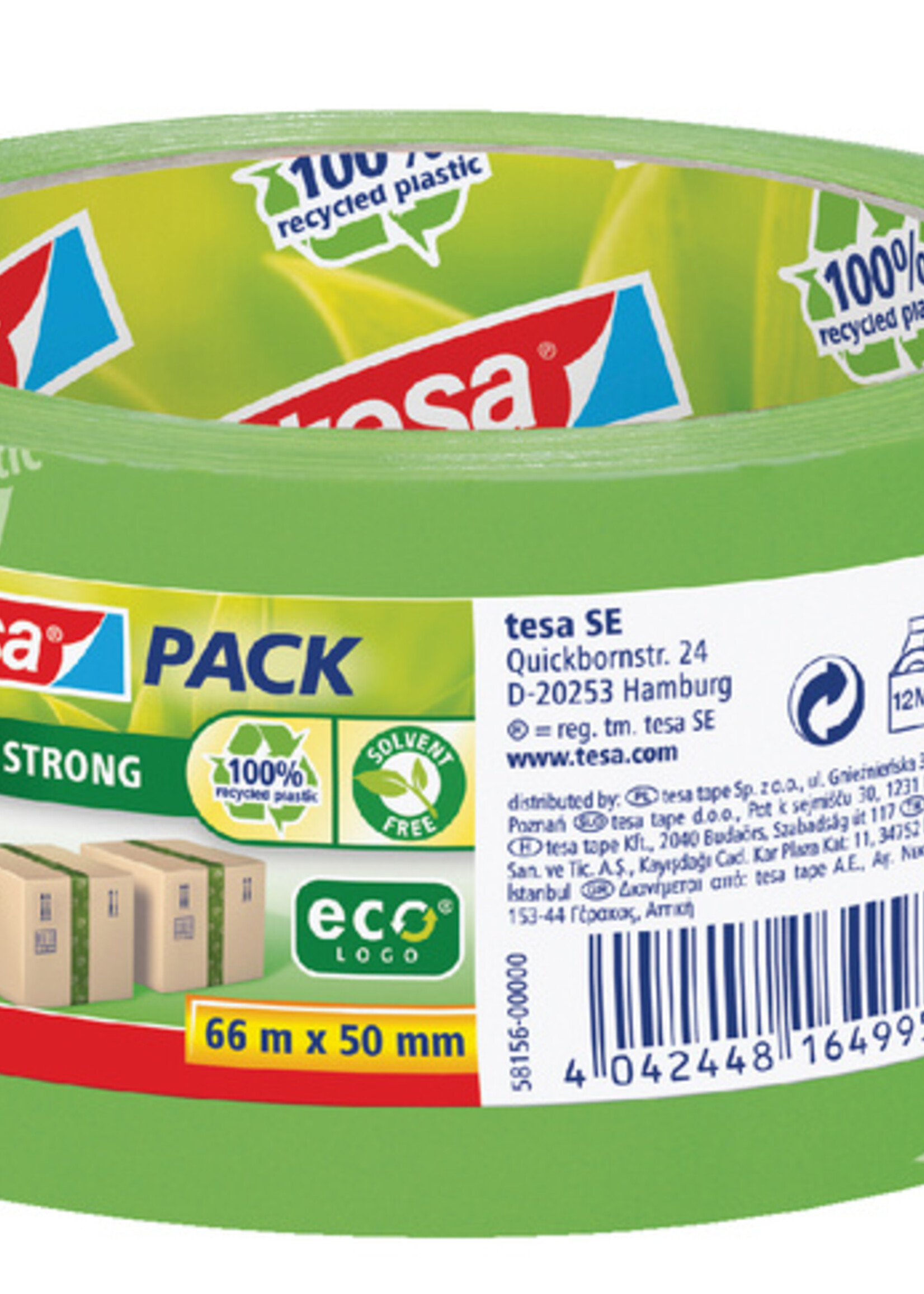 Tesa Verpakkingstape Tesa 50mmx66m Eco print groen