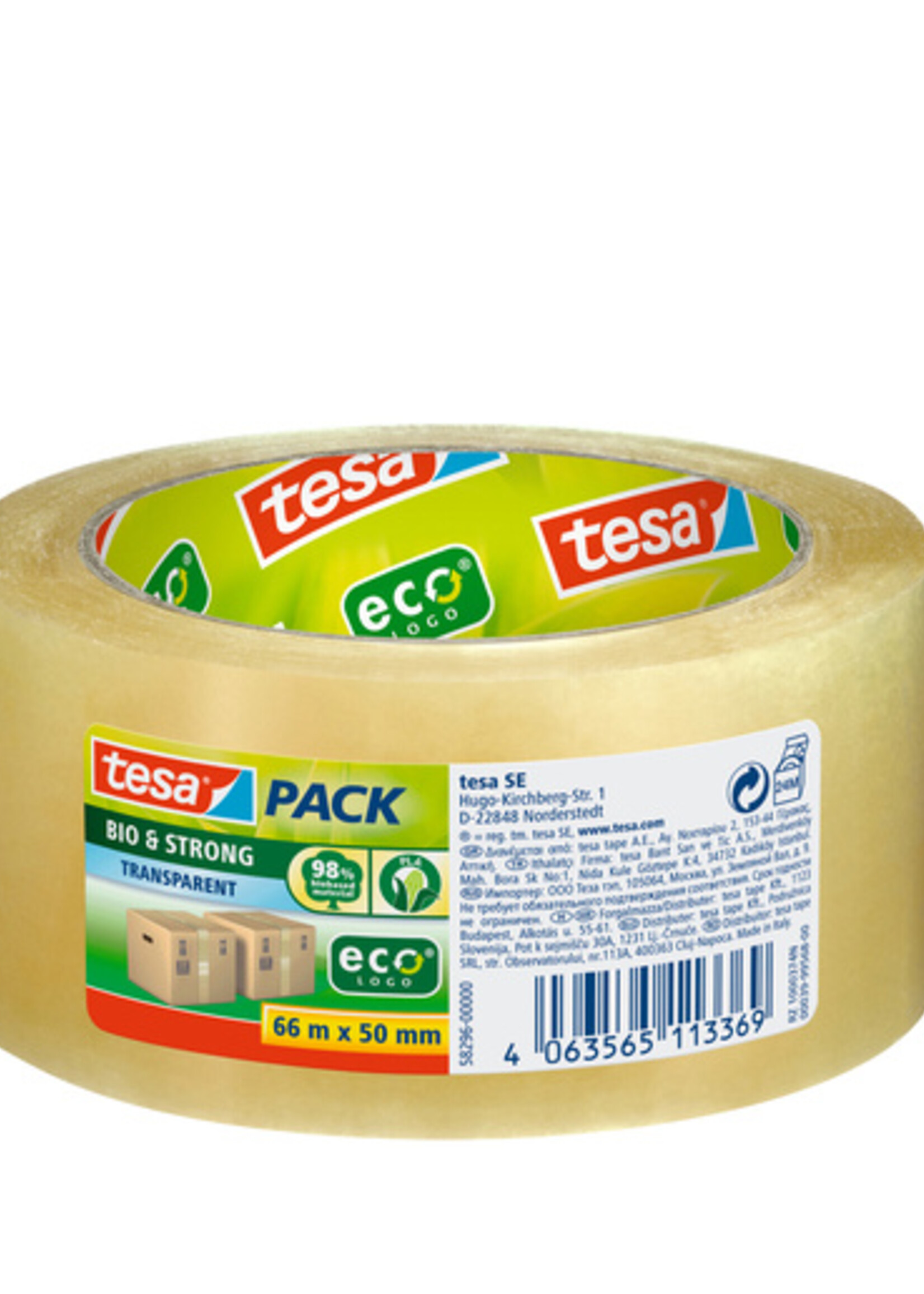 Tesa Verpakkingstape Tesa 58296 Bio & Strong  50mmx66m transparant
