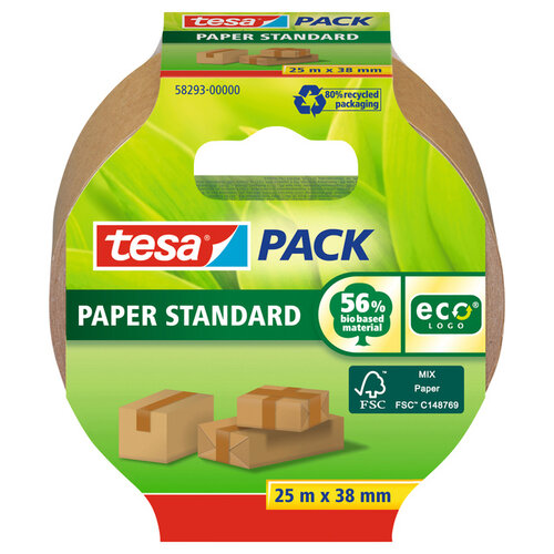 Tesa Verpakkingstape Tesa 58293 eco papier FSC 38mmx25m bruin